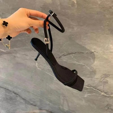 New Sexy Square Toe Crystal Letters Decorative High Heel CODE: KAR2414