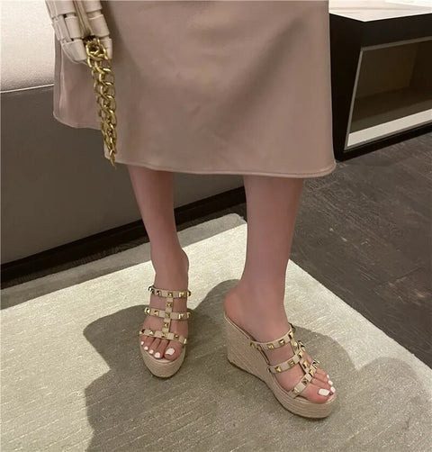 Summer Gladiator Clogs Wedge Espadrilles Thick High-heel Sandal CODE: KAR2420