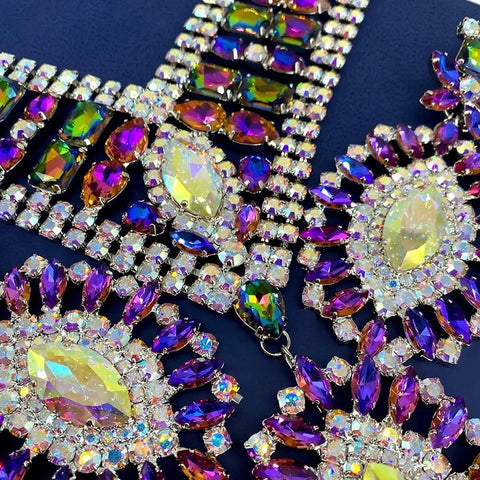 New Rhinestone Stonefans Exaggerated Necklace Earrings Set CODE: KAR2423