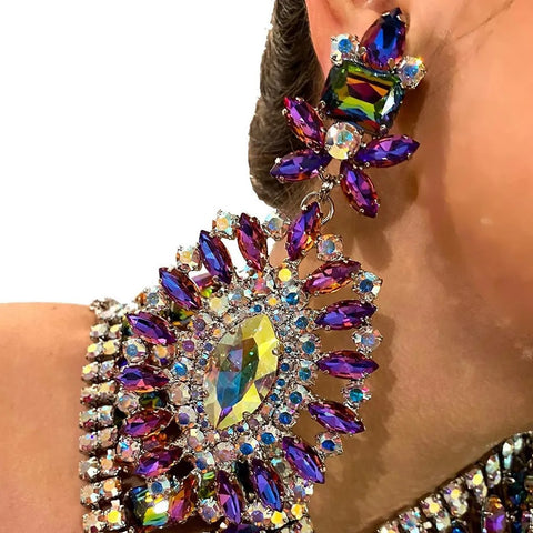 New Rhinestone Stonefans Exaggerated Necklace Earrings Set CODE: KAR2423