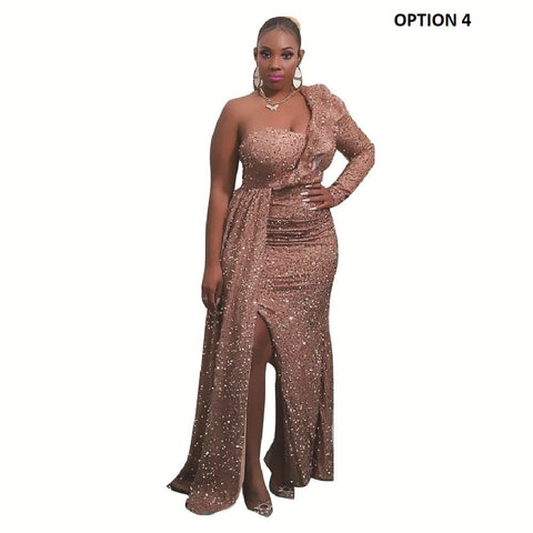 New Luxury Sequin Elegant Robe Sexy Maxi Long Dress CODE: KAR2424