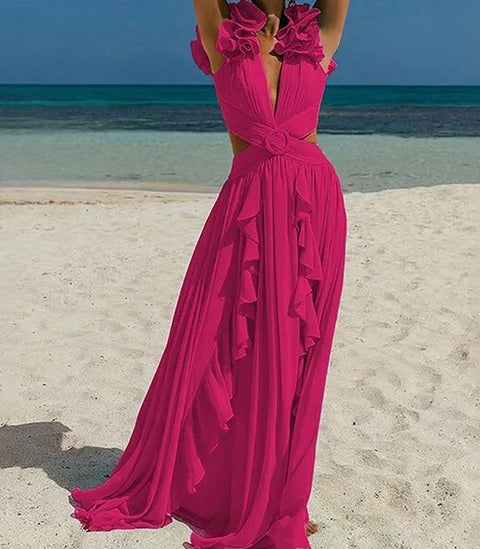 New One-piece Ruffled Off-Shoulder, Circular Ring Decorations, Paired with a Skirt Swimsuit Set CODE: KAR2430