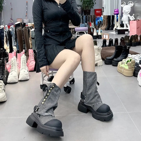 New Ankle Gladiator Chunky Chelsea Platform Boot CODE: KAR2431