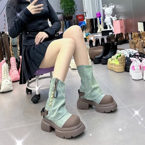 New Ankle Gladiator Chunky Chelsea Platform Boot CODE: KAR2431