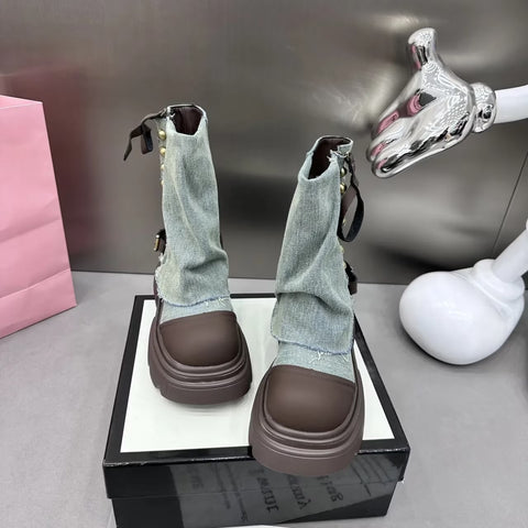 New Ankle Gladiator Chunky Chelsea Platform Boot CODE: KAR2431