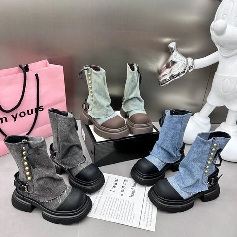 New Ankle Gladiator Chunky Chelsea Platform Boot CODE: KAR2431