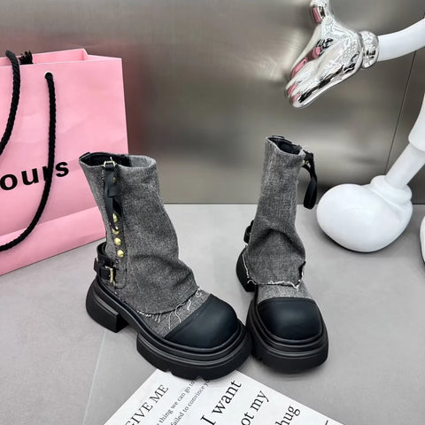 New Ankle Gladiator Chunky Chelsea Platform Boot CODE: KAR2431