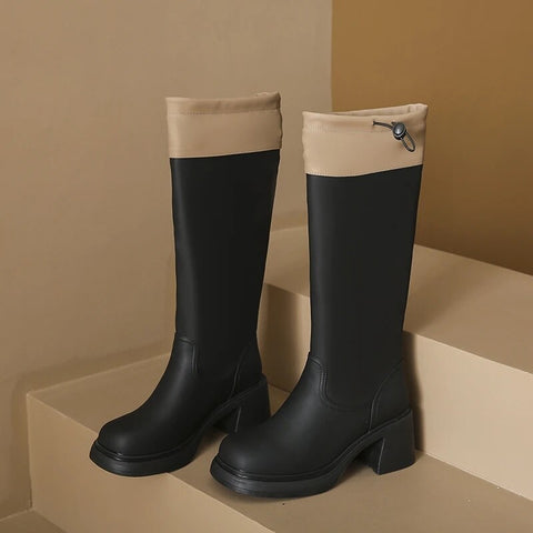 New Winter Fashion Round Head Thick Sole High Heel Boot CODE: KAR2434