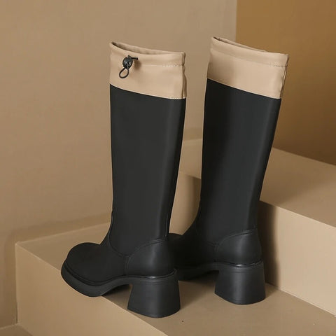 New Winter Fashion Round Head Thick Sole High Heel Boot CODE: KAR2434