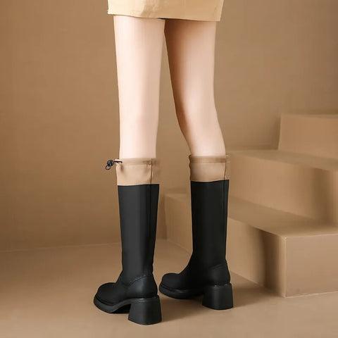 New Winter Fashion Round Head Thick Sole High Heel Boot CODE: KAR2434