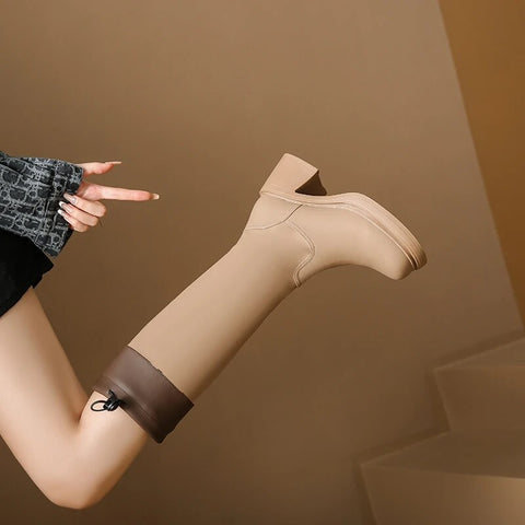 New Winter Fashion Round Head Thick Sole High Heel Boot CODE: KAR2434