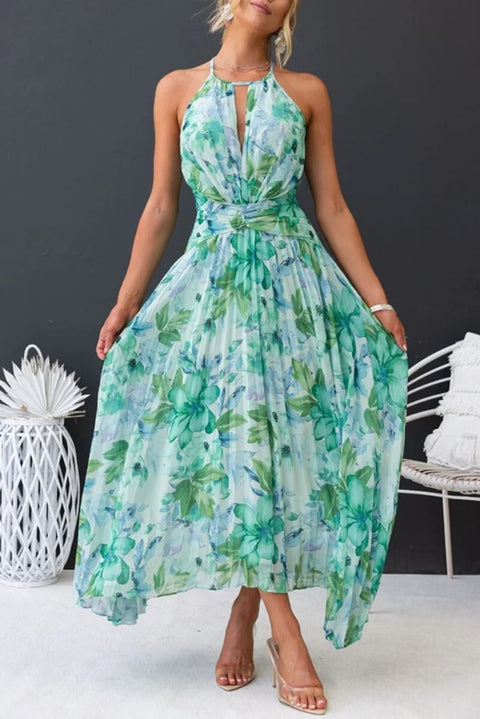 Summer Casual Elegant Floral Print O Neck High Waist Bohemian Dress CODE: KAR2436