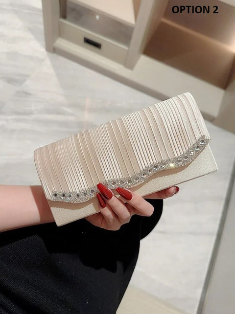 Luxury Shiny Clutch Banquet Champagne Purse CODE: KAR2445