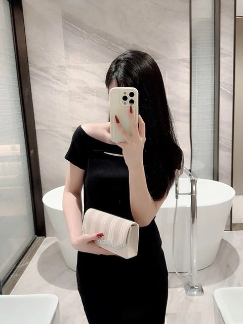 Luxury Shiny Clutch Banquet Champagne Purse CODE: KAR2445