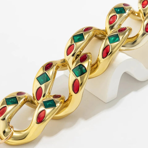 New Fashion Square Colorful Drop Oil Collar Exaggerated Punk Style Necklace CODE: KAR2455