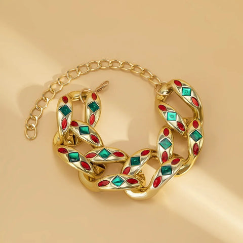 New Fashion Square Colorful Drop Oil Collar Exaggerated Punk Style Necklace CODE: KAR2455