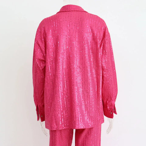 New Sequin Fashion Shirt With Long Pant Blouse Three Piece Set CODE: KAR2457