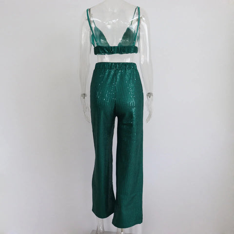 New Sequin Fashion Shirt With Long Pant Blouse Three Piece Set CODE: KAR2457