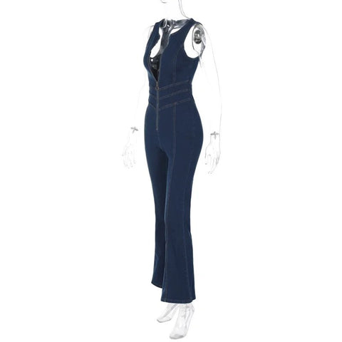Summer Sleeveless Slim Backless Heart Cutout Bodycon Jumpsuit CODE: KAR2468
