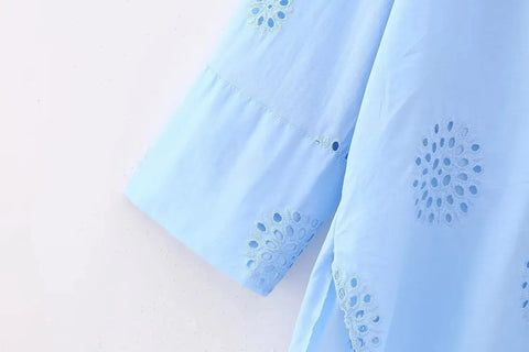 New Embroidery Casual Loose Long Sleeve Shirt CODE: KAR2471