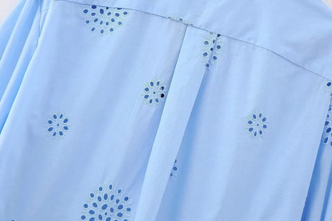 New Embroidery Casual Loose Long Sleeve Shirt CODE: KAR2471