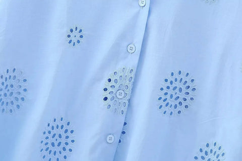 New Embroidery Casual Loose Long Sleeve Shirt CODE: KAR2471