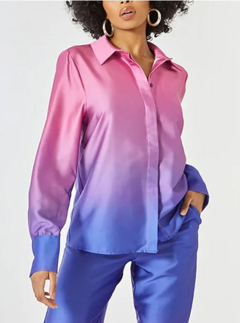 New Elegant Casual Long Sleeve Shirt Straight Gradient Pant Set CODE: KAR2473