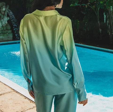 New Elegant Casual Long Sleeve Shirt Straight Gradient Pant Set CODE: KAR2473