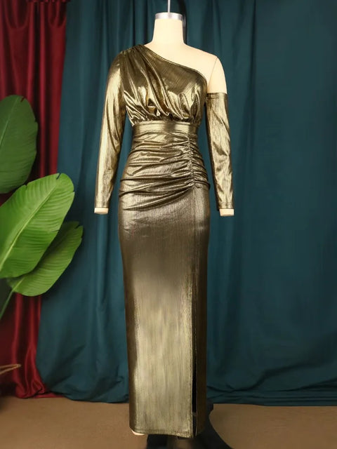 New Elegant High Waist Slit Irregular Bodycon Long Dress CODE: KAR2477