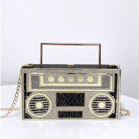 New Rhinestone Fashion Radio Shape Clutch CODE: KAR2487