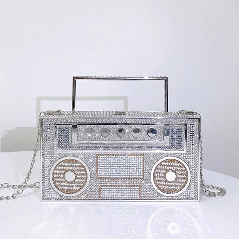 New Rhinestone Fashion Radio Shape Clutch CODE: KAR2487