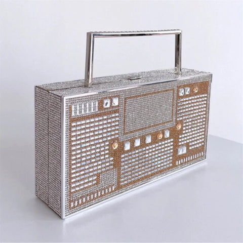 New Rhinestone Fashion Radio Shape Clutch CODE: KAR2487