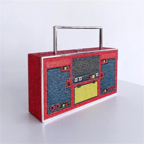 New Rhinestone Fashion Radio Shape Clutch CODE: KAR2487