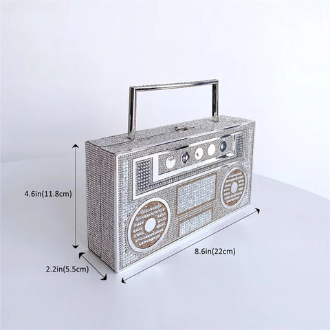 New Rhinestone Fashion Radio Shape Clutch CODE: KAR2487