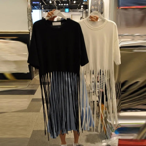 Summer Casual Fashion Short Sleeve Tassel Design T Shirt CODE: KAR2494