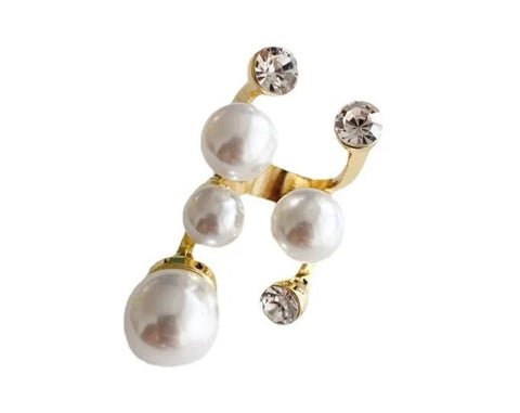 Crystal Exaggerated Geometric Opening Pearl Adjustable Irregular Ring CODE: KAR2495