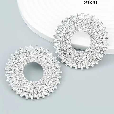Rhinestone Fashion Gems Alloy Big Round Dangle Earring CODE: KAR2496