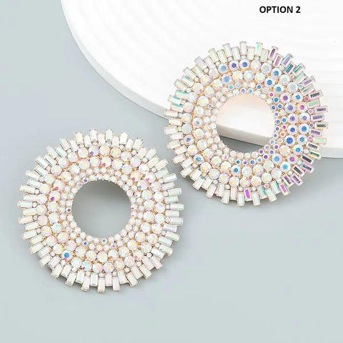 Rhinestone Fashion Gems Alloy Big Round Dangle Earring CODE: KAR2496