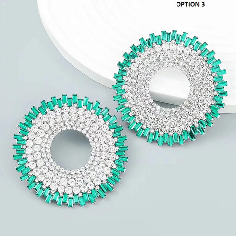 Rhinestone Fashion Gems Alloy Big Round Dangle Earring CODE: KAR2496