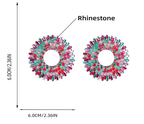 Rhinestone Fashion Gems Alloy Big Round Dangle Earring CODE: KAR2496