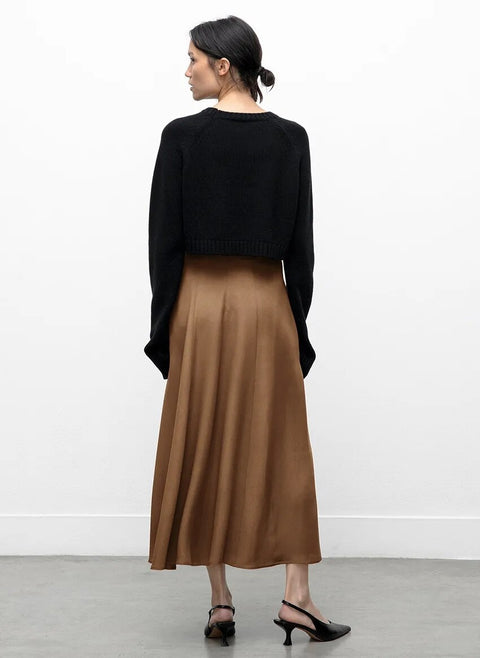 Sexy Autumn A-Line High Waist Slit Midi Skirt CODE: KAR2498