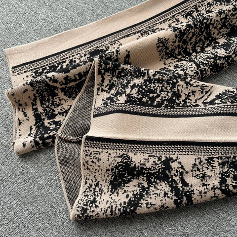 New Autumn Winter Knitted Printing Round Neck Fashion Knit Shirt + Wide Leg Pant Set CODE: KAR2507