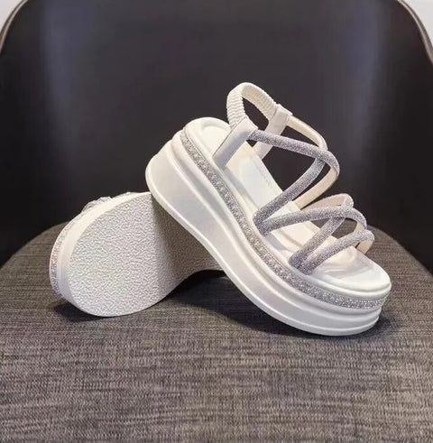 Summer Thick Bottom Rhinestones Open Toe Casual Sandal CODE: KAR2513