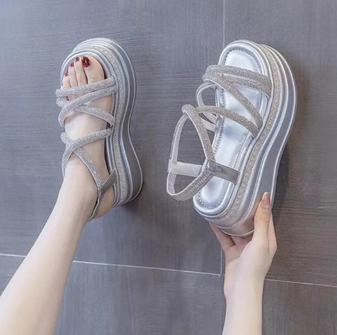Summer Thick Bottom Rhinestones Open Toe Casual Sandal CODE: KAR2513