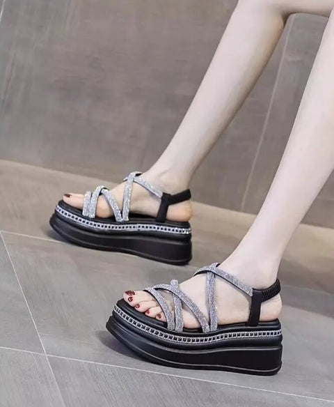 Summer Thick Bottom Rhinestones Open Toe Casual Sandal CODE: KAR2513