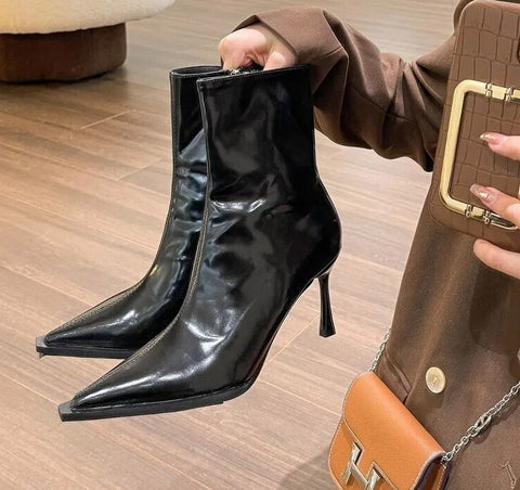 New Autumn Winter Ankle Fashion Pointed Toe Elegant Thin High Heel Short Boot CODE: KAR2514