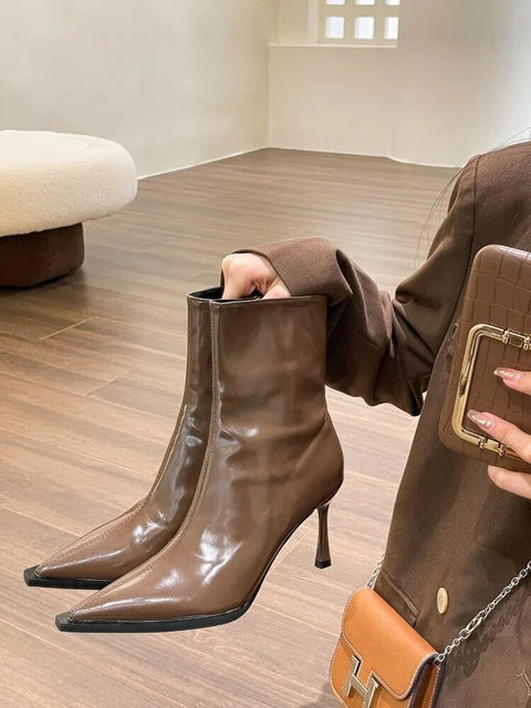 New Autumn Winter Ankle Fashion Pointed Toe Elegant Thin High Heel Short Boot CODE: KAR2514
