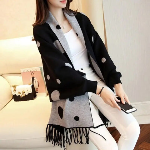 autumn and winter tassel knitted loose cardigan casual Cloak shawl CODE: KAR2515