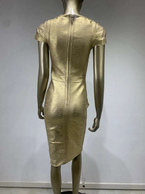 Summer Fashion Sexy Square Collar Bronzing Bodycon Bandage Dress CODE: KAR2526