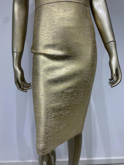 Summer Fashion Sexy Square Collar Bronzing Bodycon Bandage Dress CODE: KAR2526